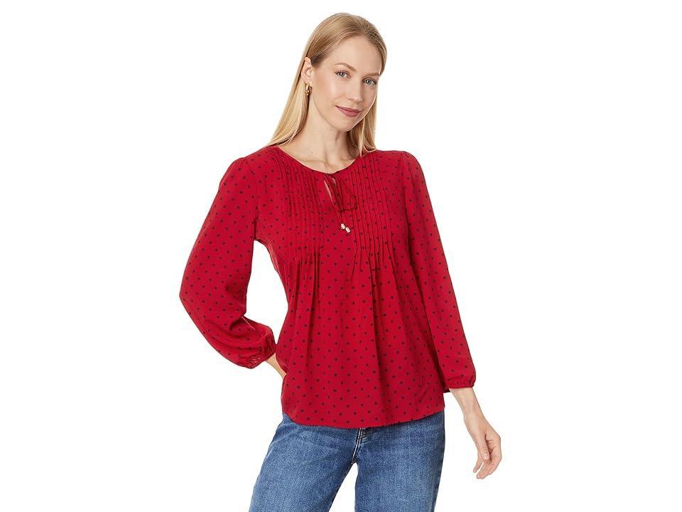 Tommy Hilfiger Dot Pintuck Blouse (Chili ) Women's Clothing Product Image