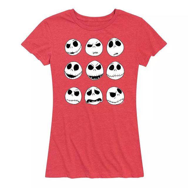 Disneys Nightmare Before Christmas Womens Jack Faces Graphic Tee, Girls Product Image