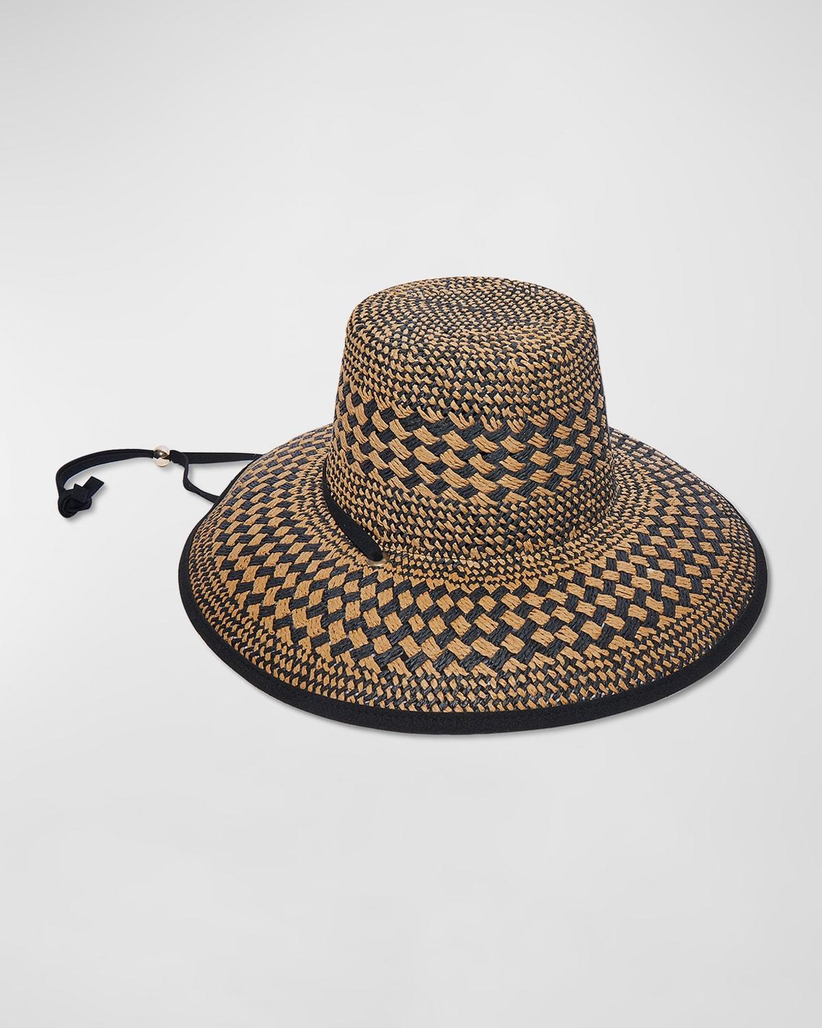 Womens Brielle Checkered Flat-Top Straw Hat Product Image