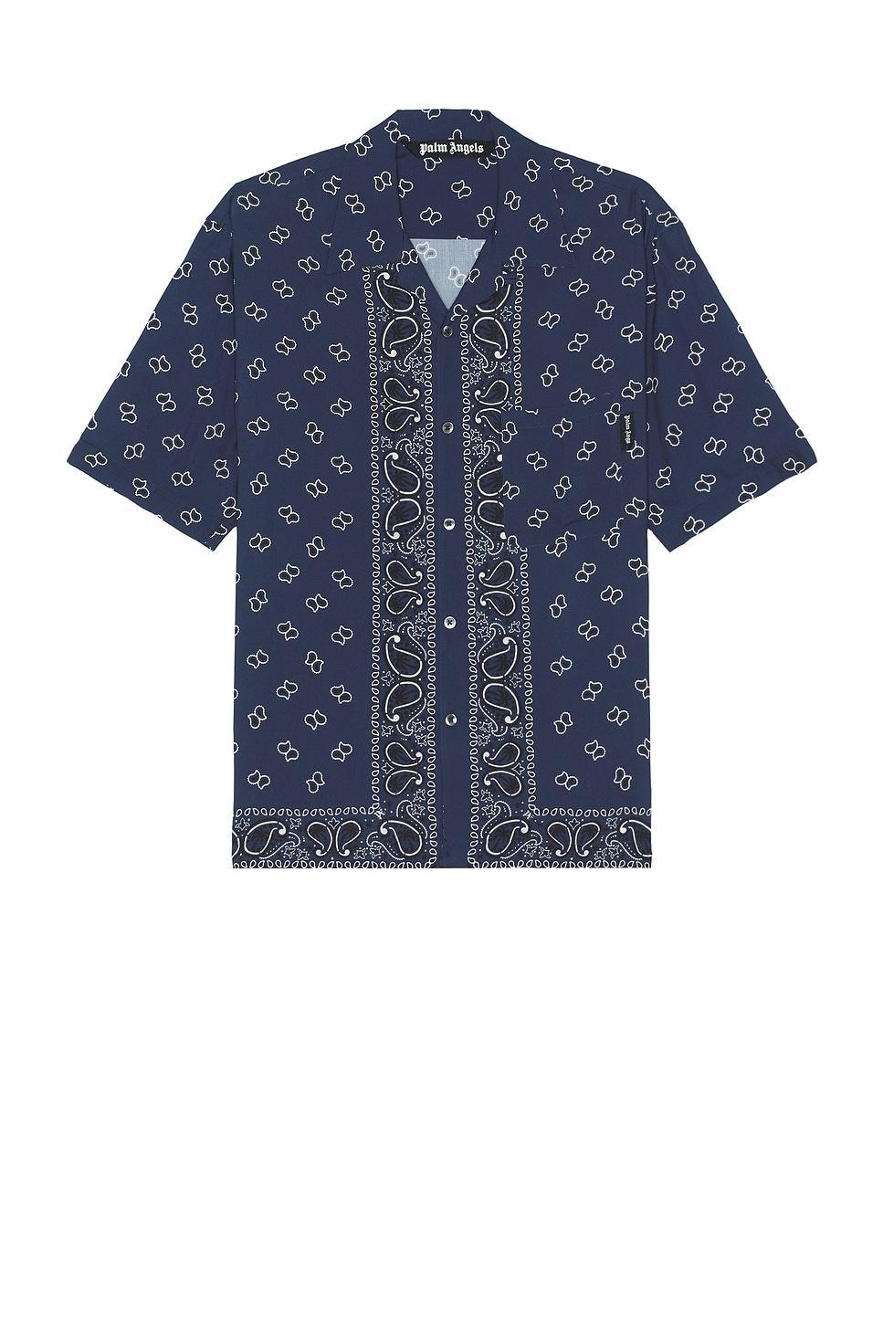 Palm Angels Paisley Bowling Shirt in Blue Product Image