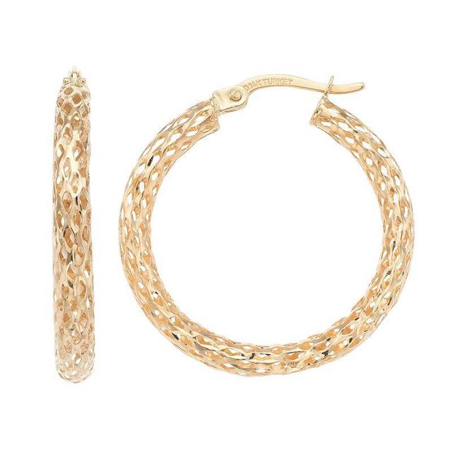 Forever 14K Mesh Hoop Earrings, Womens, Gold Product Image