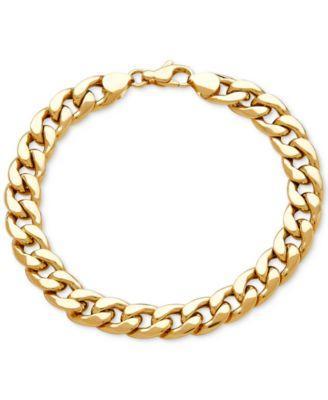 Men's Curb Link Bracelet (11.8mm) in 10k Gold Product Image