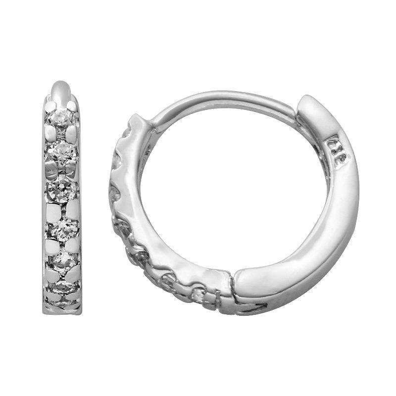 Sterling Silver Cubic Zirconia Hoop Earrings, Womens Product Image