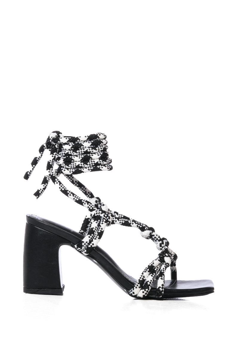 AZALEA WANG KAELIE CHUNKY ROPE SANDAL IN BLACK Product Image