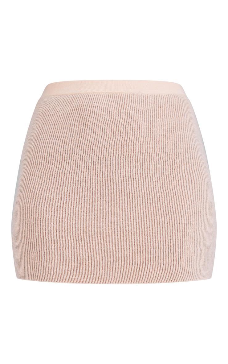 Oatmeal Two Tone Knit Mini Skirt Product Image