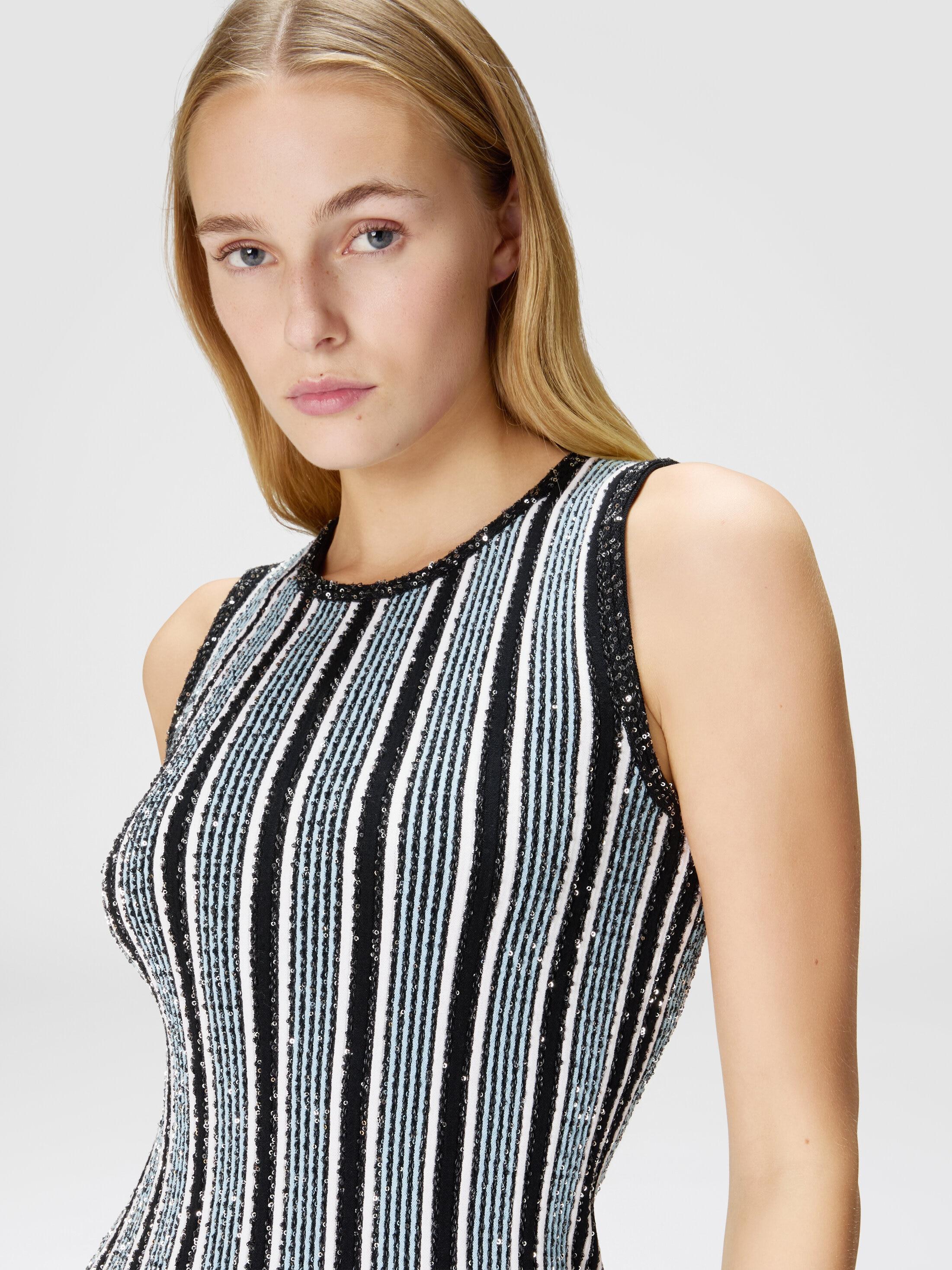 Ribbed striped mini-dress with sequins Product Image