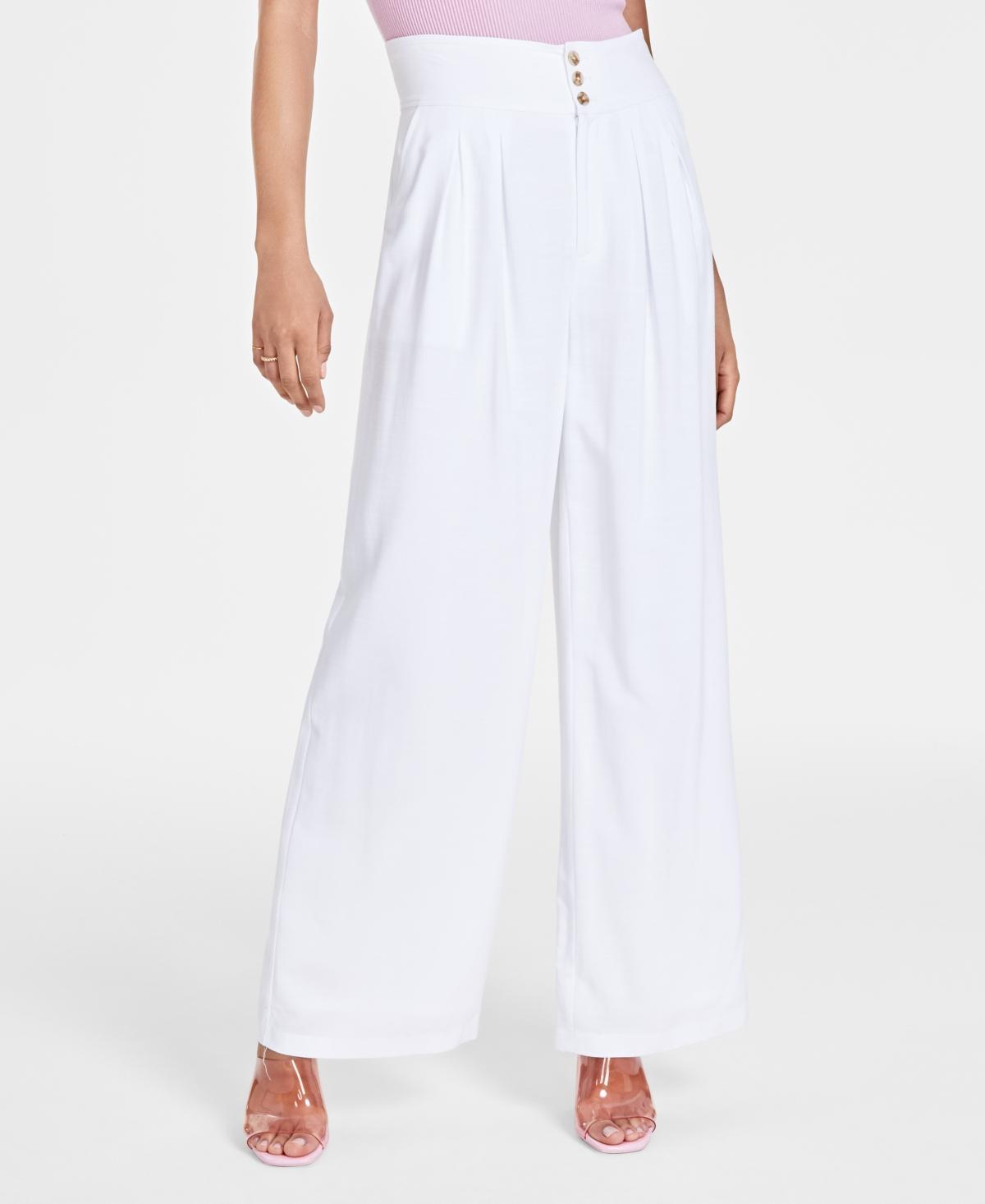 Bar Iii Womens Button-Front Wide-Leg Pants, Created for Macys Product Image