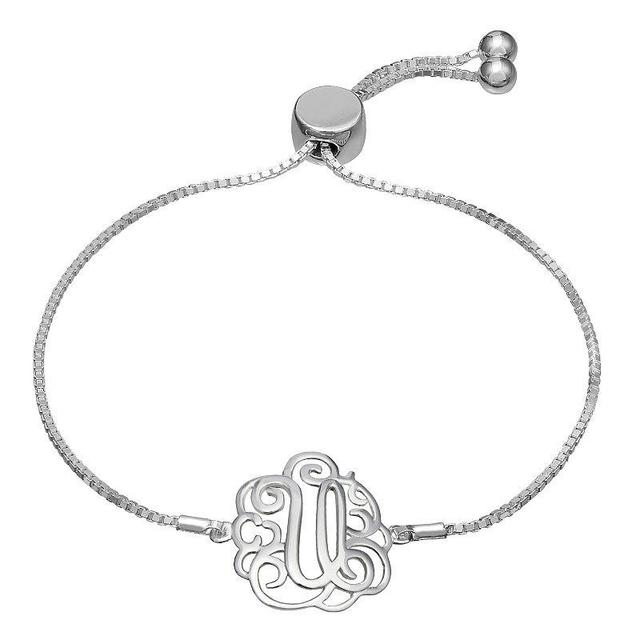 PRIMROSE Sterling Silver Monogram Initial Adjustable Bracelet, Womens, Sterling O Product Image