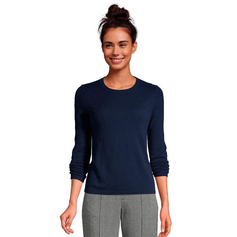 Womens Lands End Crewneck Cashmere Sweater Radiant Blue Product Image