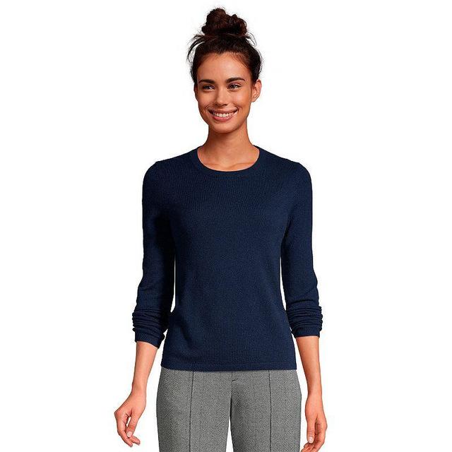 Womens Lands End Crewneck Cashmere Sweater Radiant Blue Product Image