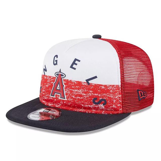 Mens New Era /Red Los Angeles Angels Team Foam Front A-Frame Trucker 9FIFTY Snapback Hat Product Image