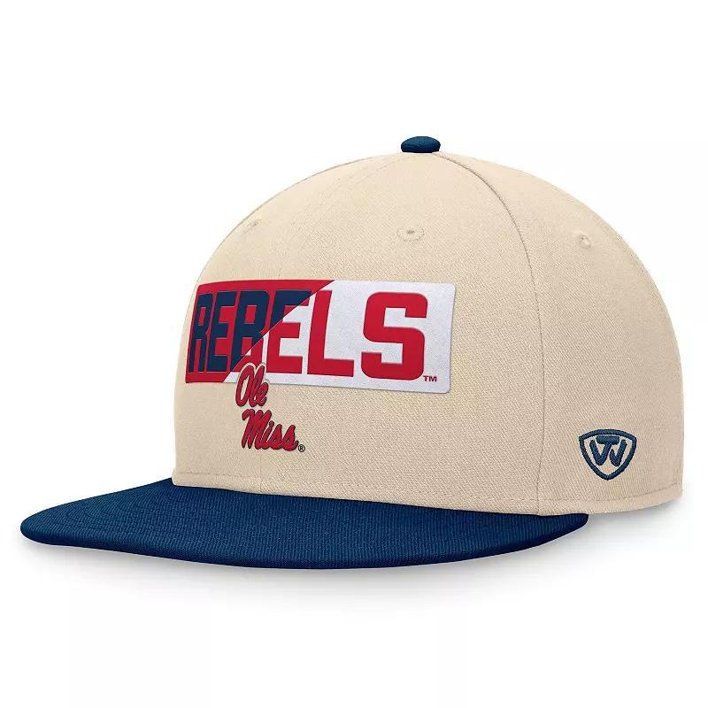 Mens Top of the World Khaki Ole Miss Rebels Goalaso Snapback Hat Product Image