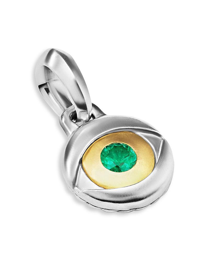 David Yurman Mens 18K Yellow Gold & Sterling Silver Amulets Emerald Evil Eye Pendant Product Image