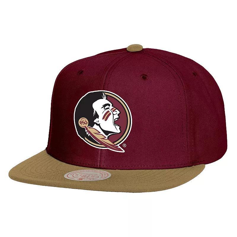 Mens Mitchell & Ness Garnet/Gold Florida State Seminoles 2-Tone 2.0 Snapback Hat Product Image