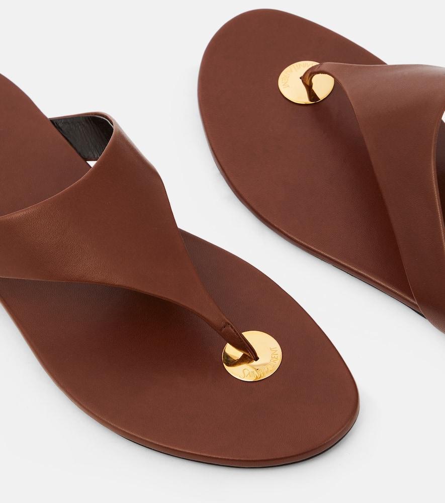 SAINT LAURENT Kouros Leather Sandals In Cigare Product Image