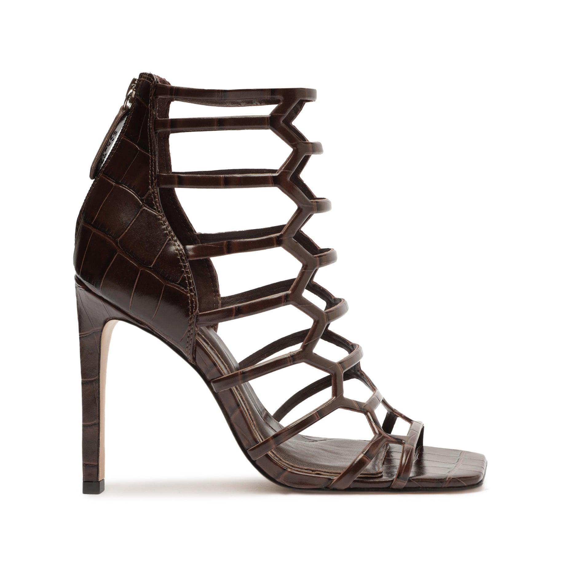 Julianna Crocodile-Embossed Leather Sandal Product Image