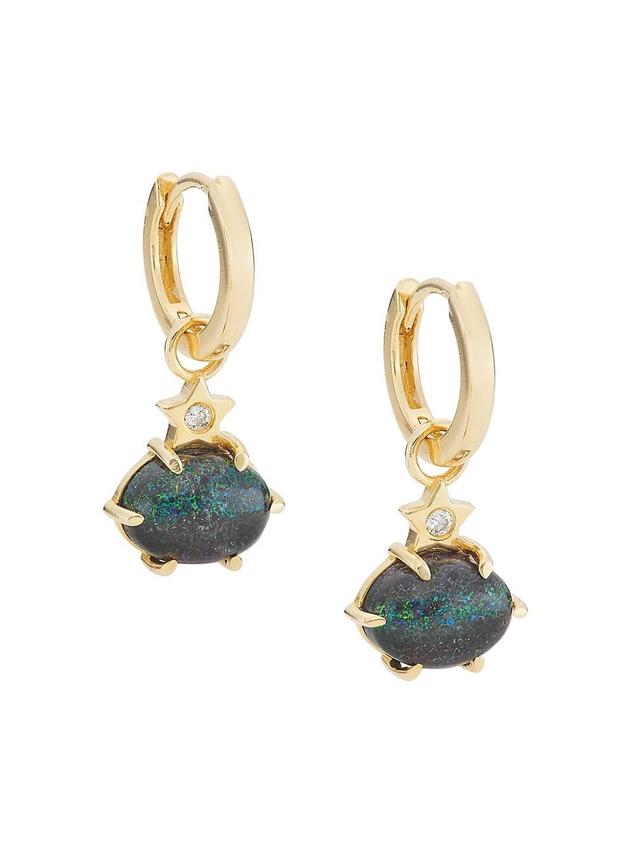 Womens Galaxy Mini Cosmo 14K Yellow Gold, Black Opal & 0.024 TCW Diamond Drop Earrings Product Image