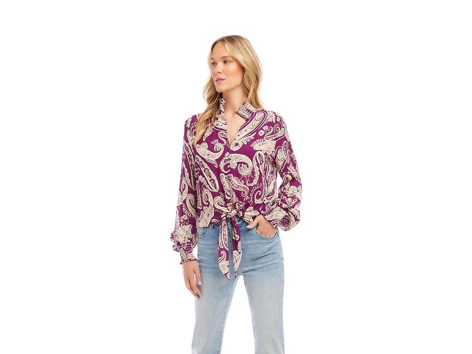 Karen Kane Smocked Tie Hem Blouse Product Image