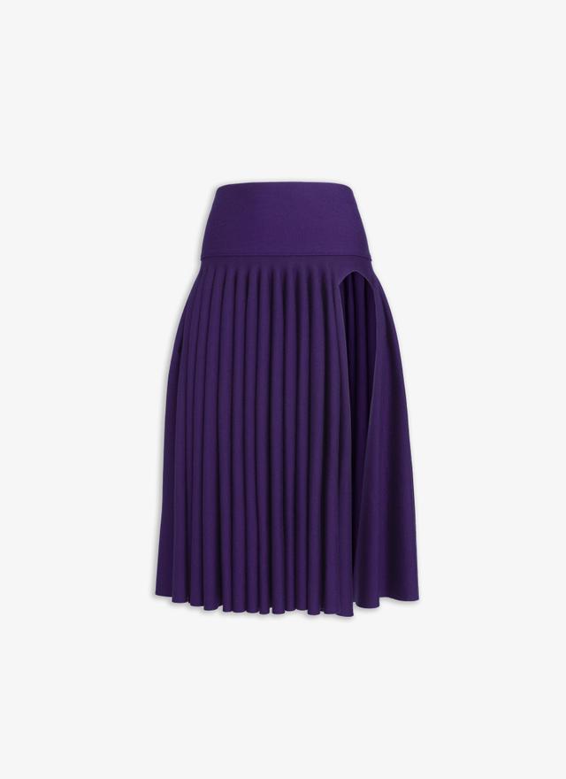 ROYAL BLUE PLEATED SKIRT IN TIGHT GODET KNIT Product Image