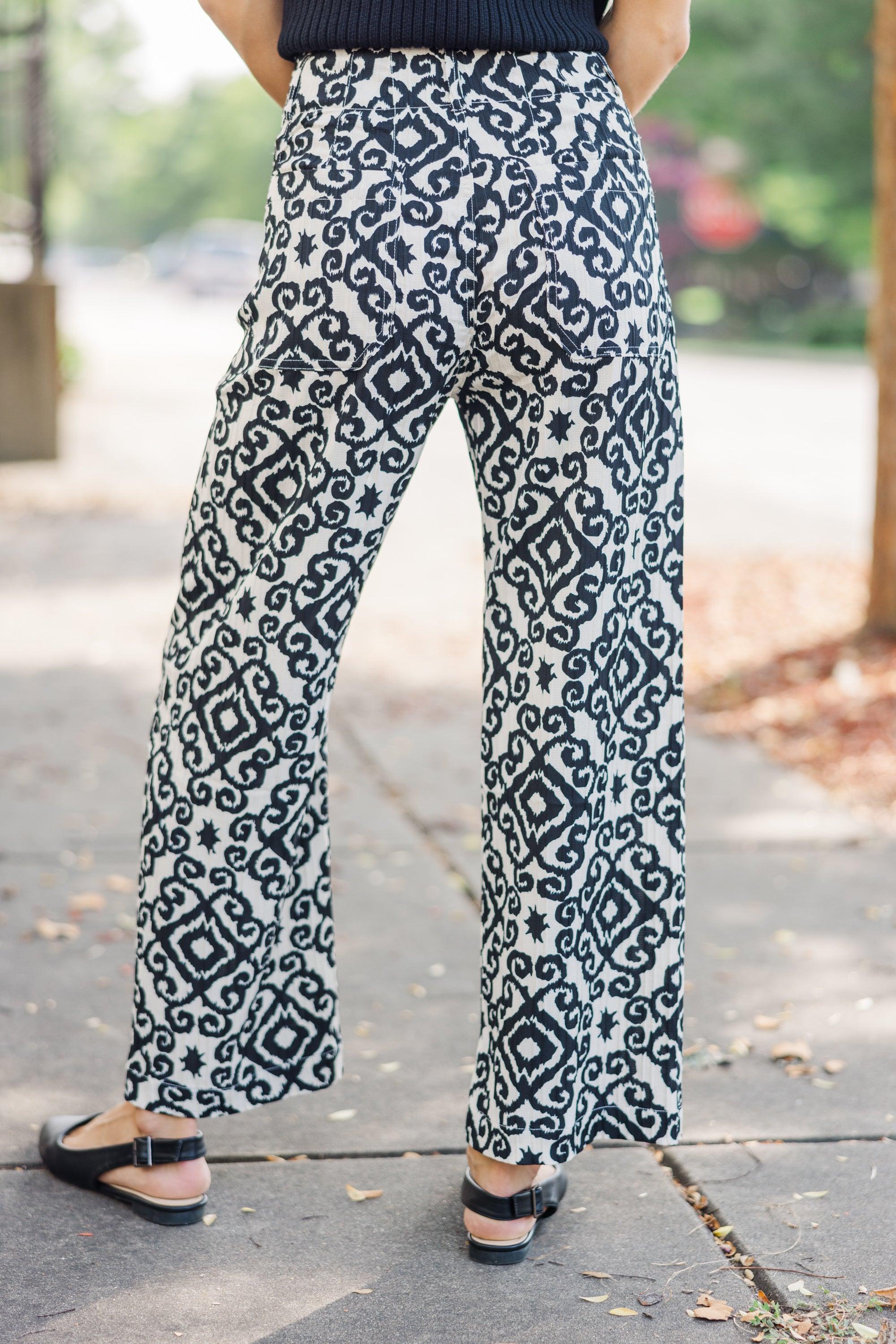 Something To See Black Medallion Print Pants Female Product Image