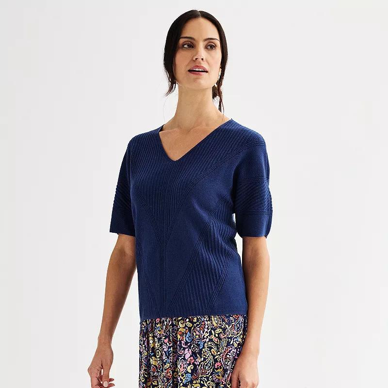 Womens Croft & Barrow V-Neck Sweater Seattle Blue Product Image