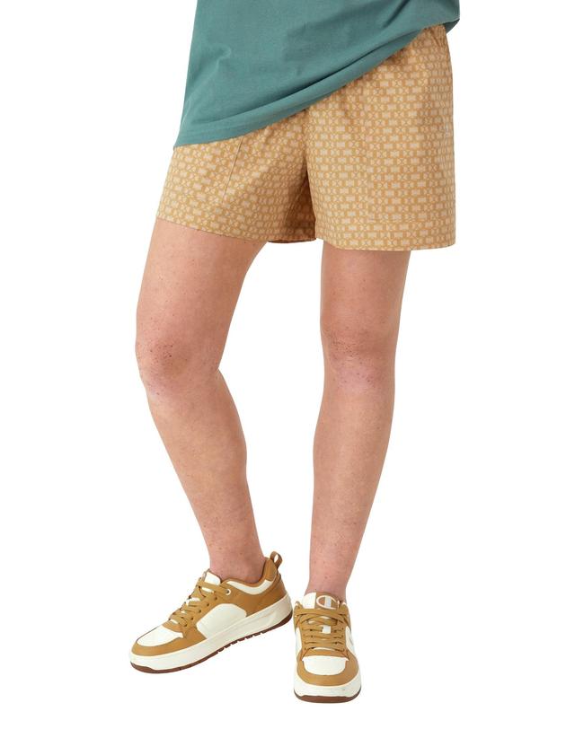 Womens Champion Campus Shorts, All Over C Logo Print, 4 Interlock Tantalizing Tan XL Product Image