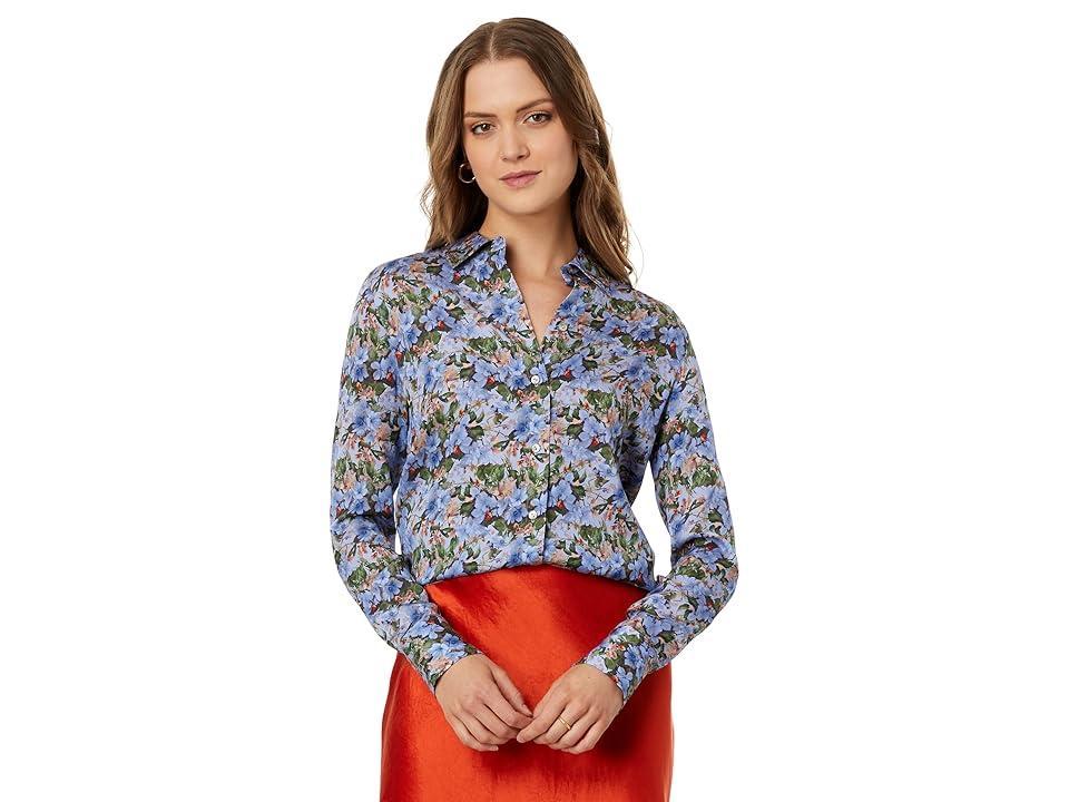 Vince Wild Primrose Slim Fitted Blouse (Pacific) Women's Clothing Product Image