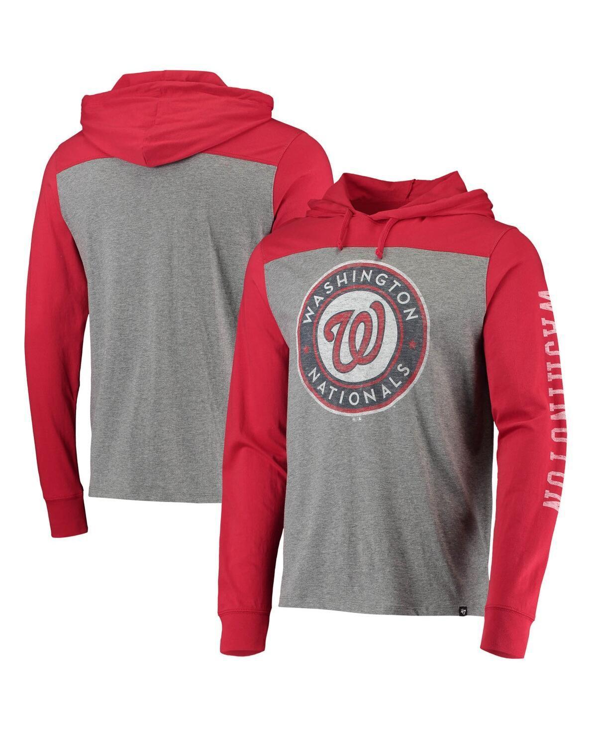 Men's '47 Heathered Gray/Red Washington Nationals Franklin Wooster Pullover Hoodie Product Image