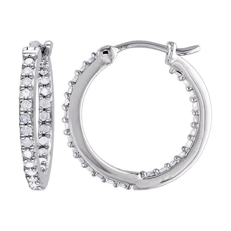 Stella Grace Sterling Silver 1/2 Carat T.W. Diamond Hoop Earrings, Womens Product Image