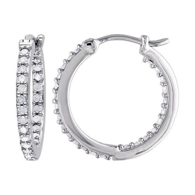 Stella Grace Sterling Silver 1/2 Carat T.W. Diamond Hoop Earrings, Womens, White Product Image