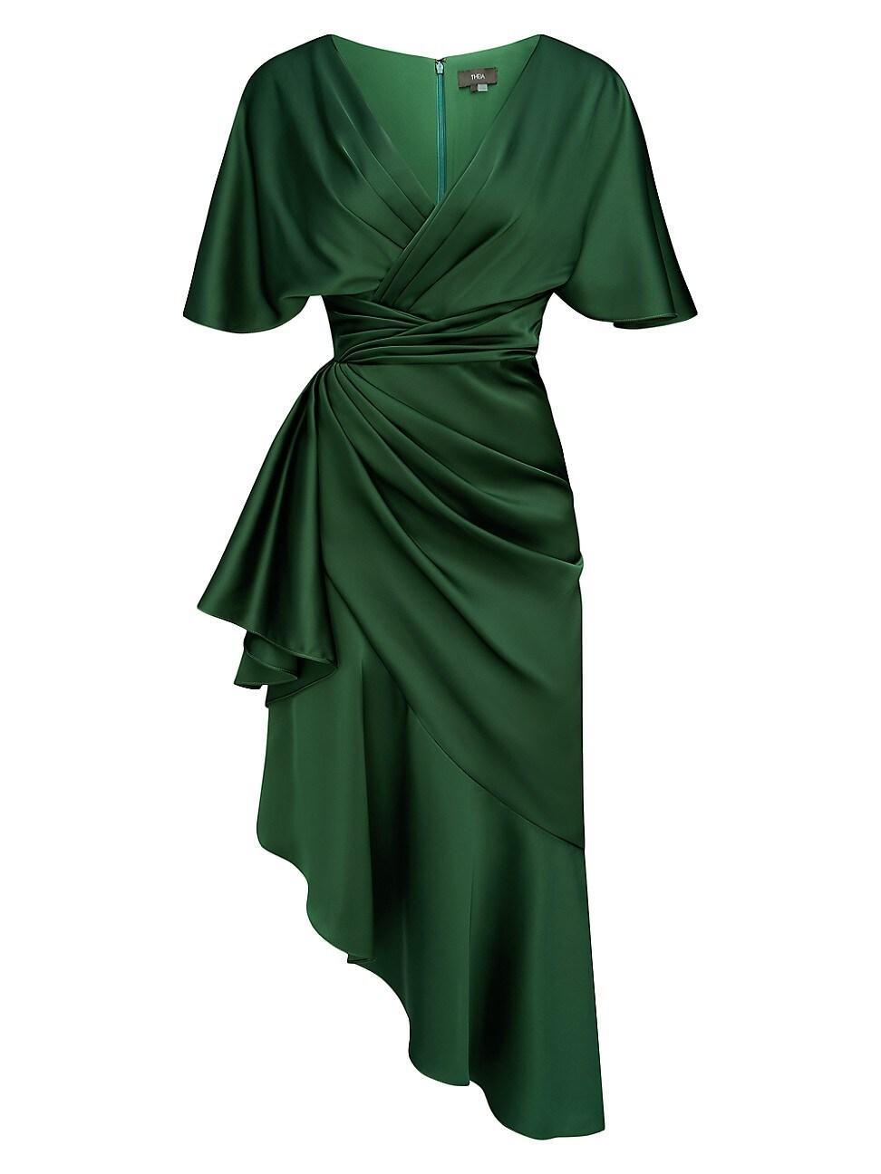 Womens Gwen Satin Gathered Midi-Dress Product Image