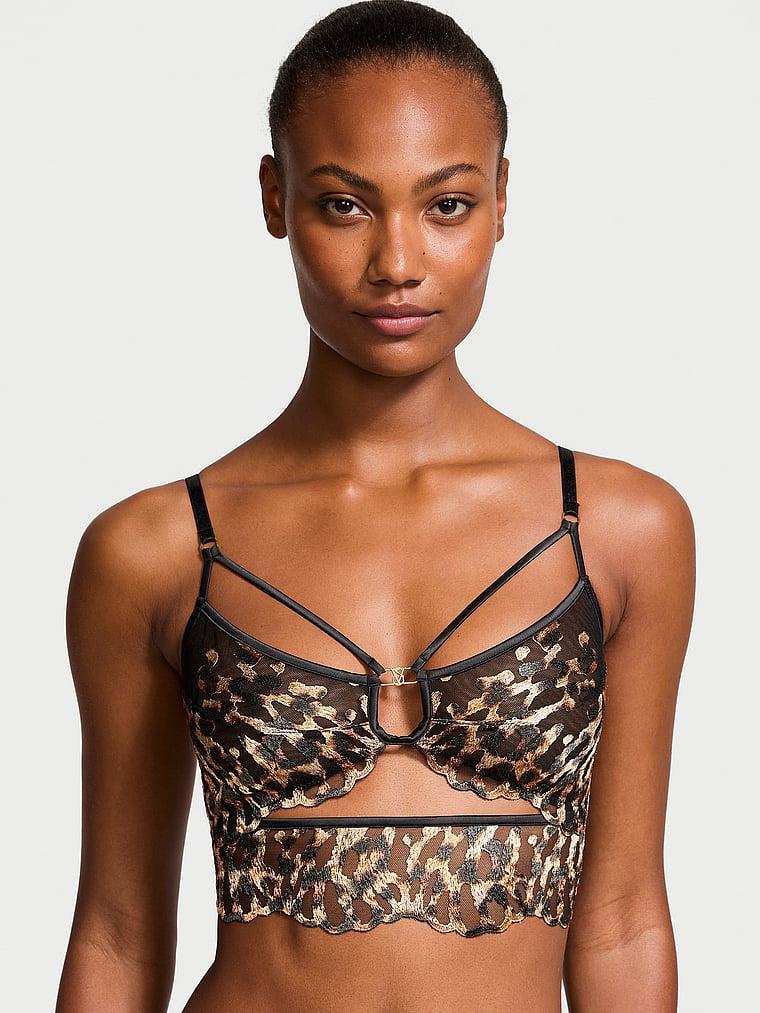 Leopard Embroidery Strappy Bra Top Product Image