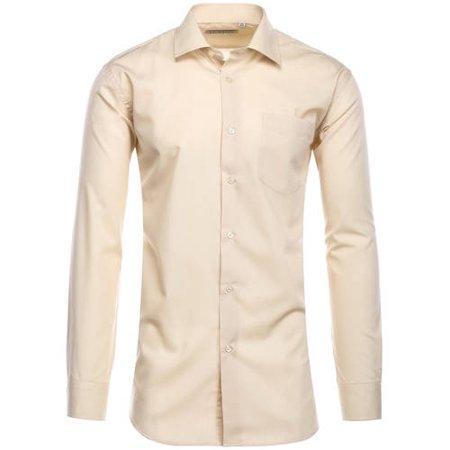 Cotton Blend Dress Shirt Regular Fit In Taupe Product Image