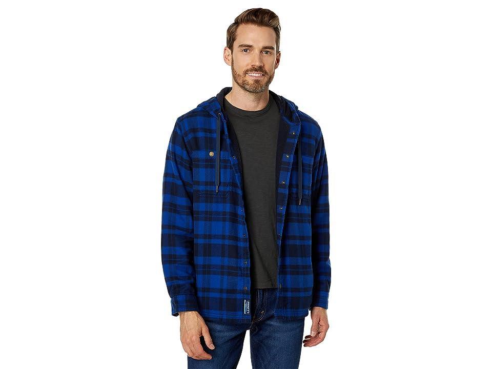 L.L.Bean Fleece Lined Flannel Hooded Snap Front Shirt Slightly Fitted (IndigoInk) Men's Clothing Product Image