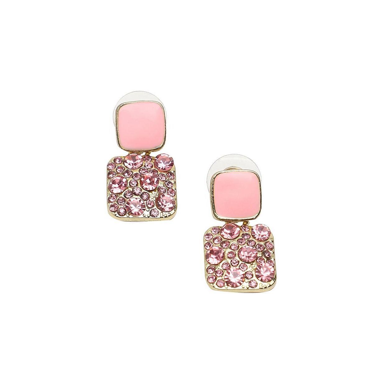 Sohi Womens Pink Embellished Cluster Drop Earrings Product Image