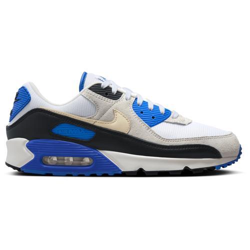 Nike Mens Nike Air Max 90 Premium - Mens Running Shoes White/Khaki/Blue Product Image