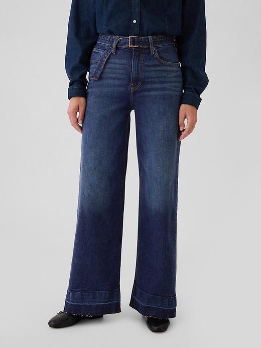 High Rise Stride Belted Wide-Leg Jeans Product Image