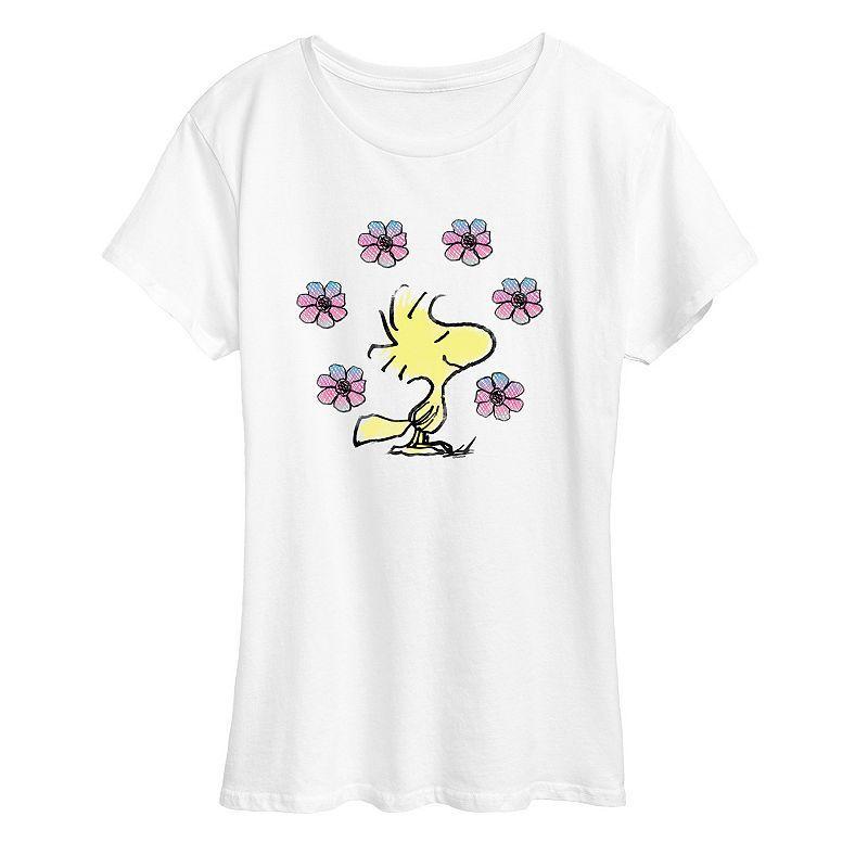 Hybrid  Peanuts Womens Tee Shirts WHITE - White Woodstock Floral Graphic Tee - Women & Plus Product Image