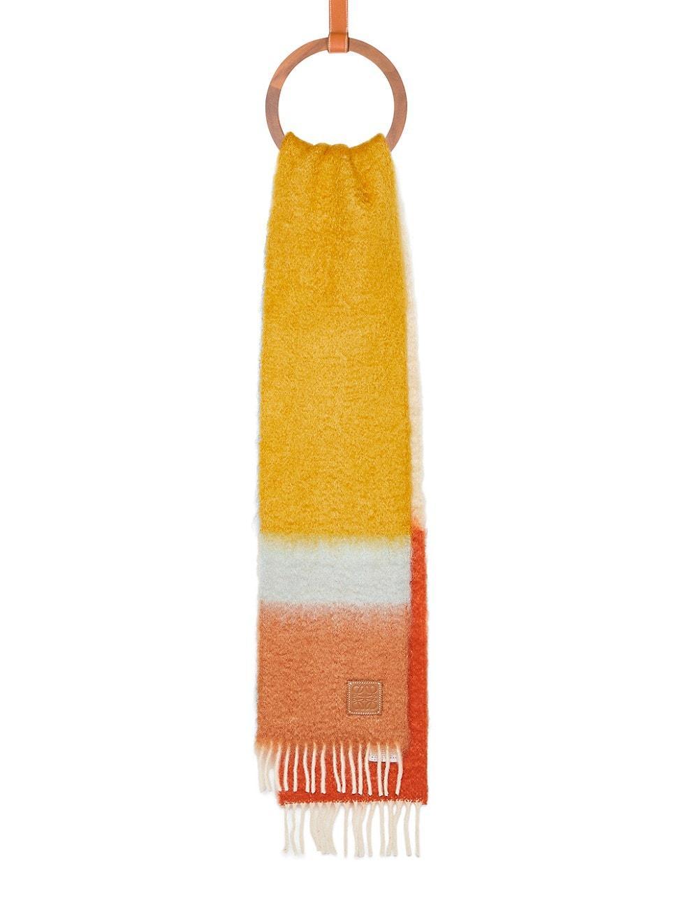 Womens Striped Wool & Leather Scarf Product Image