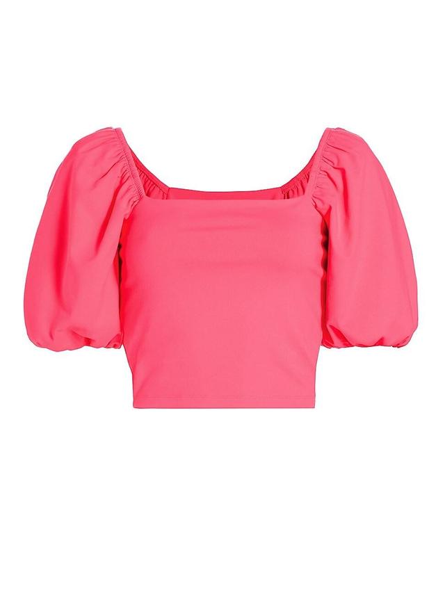 Womens Crop Puff-Sleeve Top Product Image