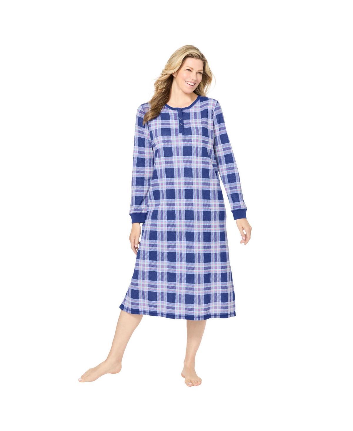 Dreams & Co. Womens Thermal Henley Nightgown Product Image