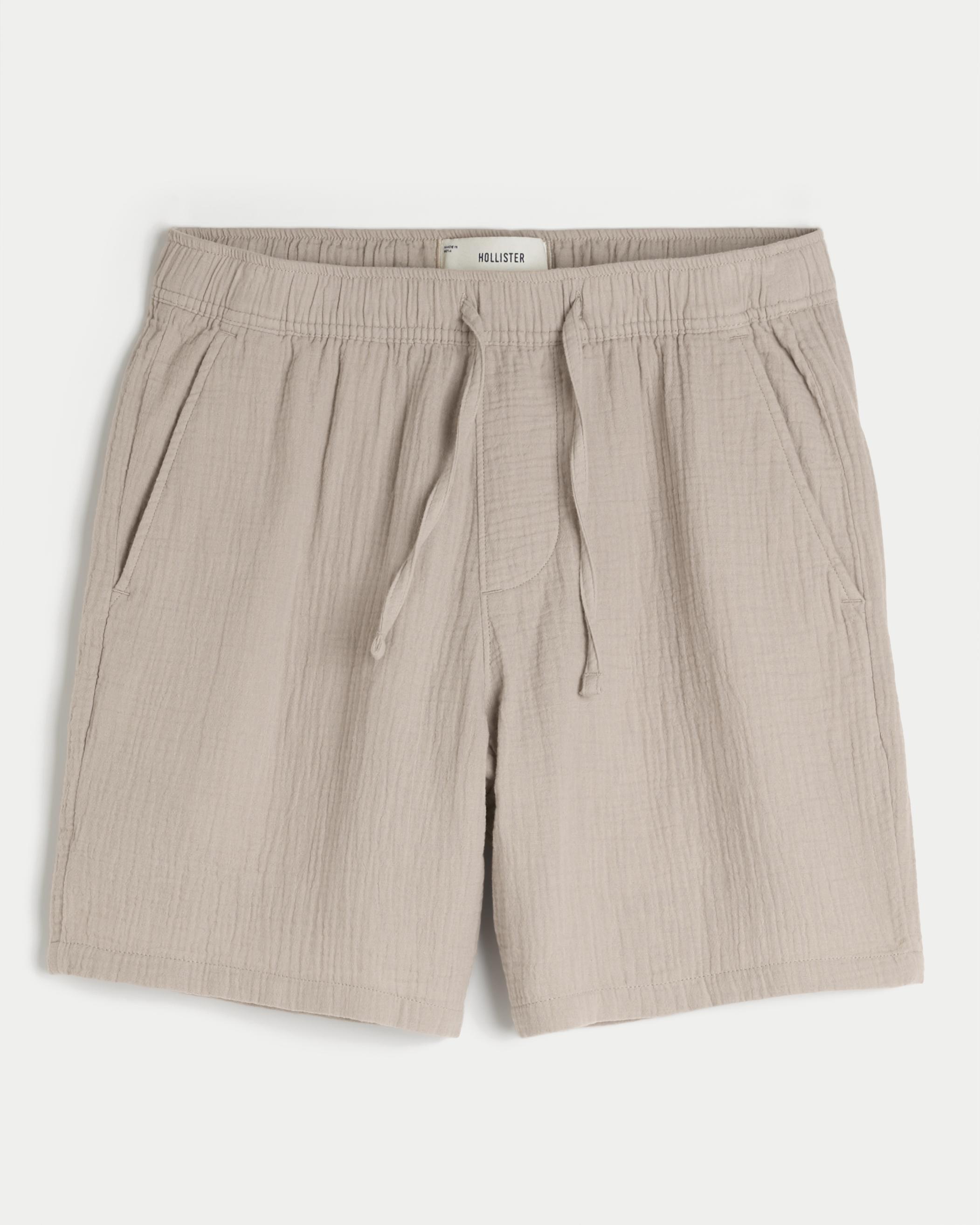 Above-the-Knee Crinkle Cotton Shorts Product Image