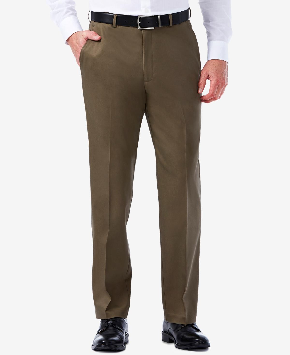 Mens Haggar Premium No-Iron Khaki Stretch Classic-Fit Flat-Front Pants Med Brown Product Image