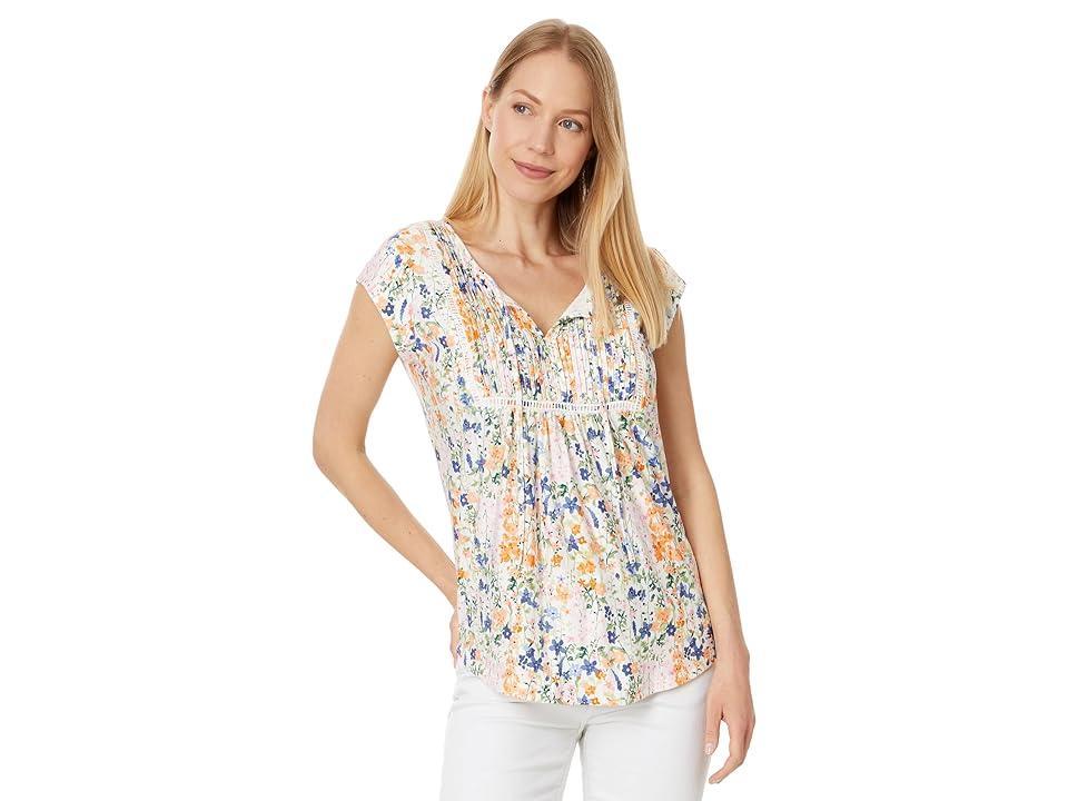 Tommy Hilfiger Garden Pintuck Ladder Top (Ivory Multi) Women's Clothing Product Image