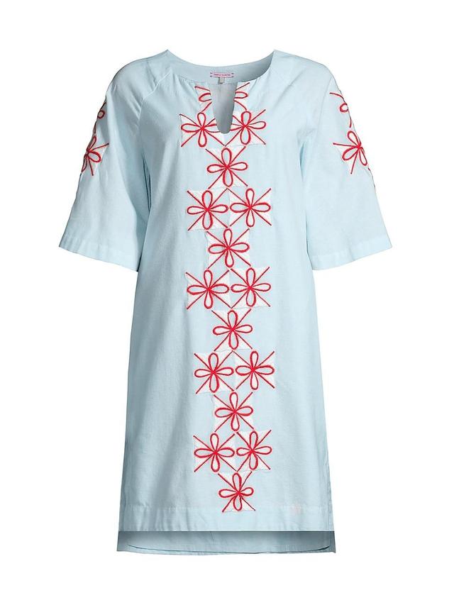Womens Cotton-Linen Embroidered Mini Caftan Product Image