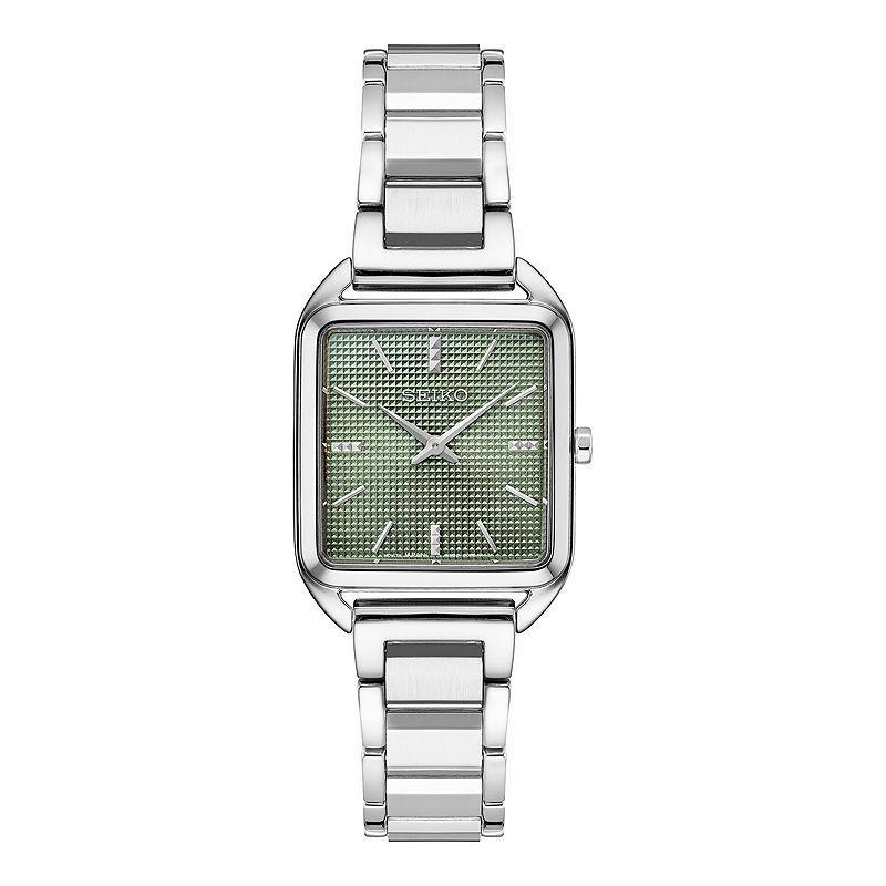 Seiko Essentials Womens Stainless Steel Rectangle Dial Bracelet Watch Green Product Image