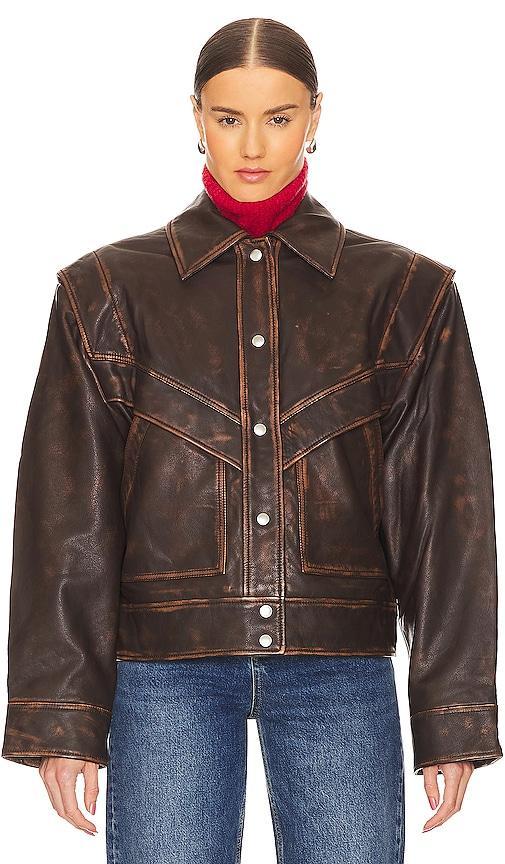 GRLFRND Jayden Distressed Leather Jacket Size XS. Product Image