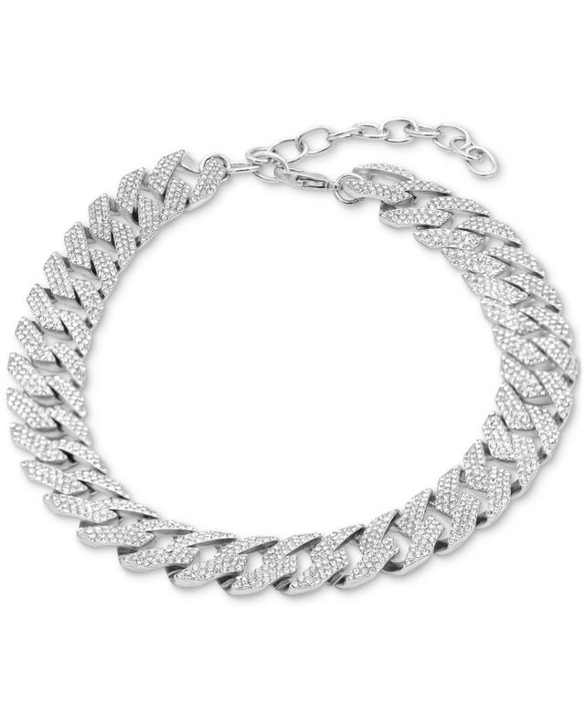 Adornia Sterling Silver Cubic Zirconia Curb Chain Collar Necklace, Womens, Silver Tone Product Image