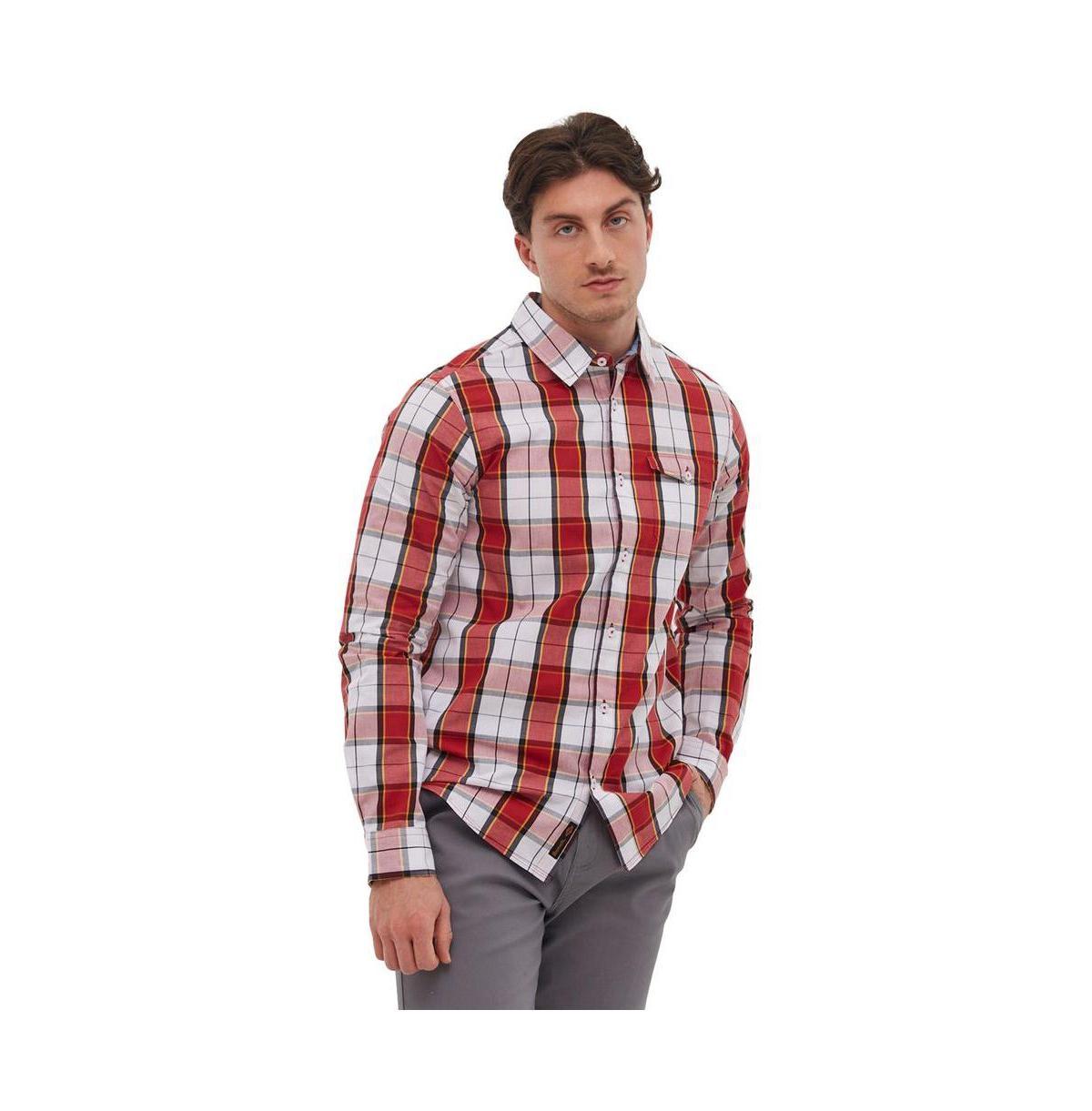 Bench Dna Mens Marcin Long Sleeve Check Shirt - Red Product Image