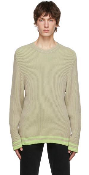 Tom Wood Off-White & Green Cotton Sweater Product Image